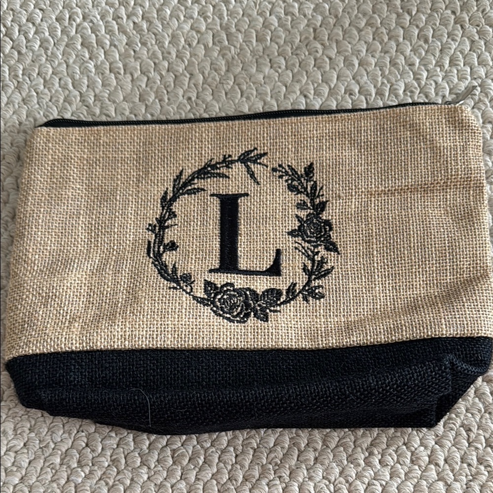 Black and Tan Cosmetic Bag